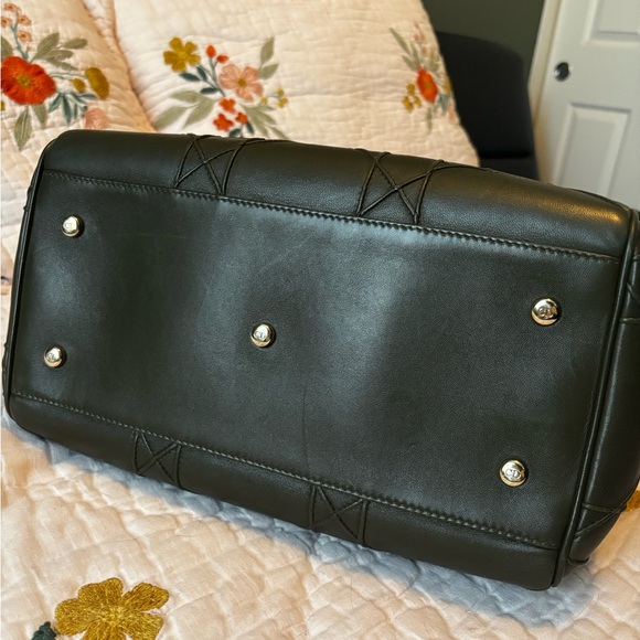 Dior Dark Olive Green Cannage Leather Granville Polochon Satchel - Picture 13 of 14